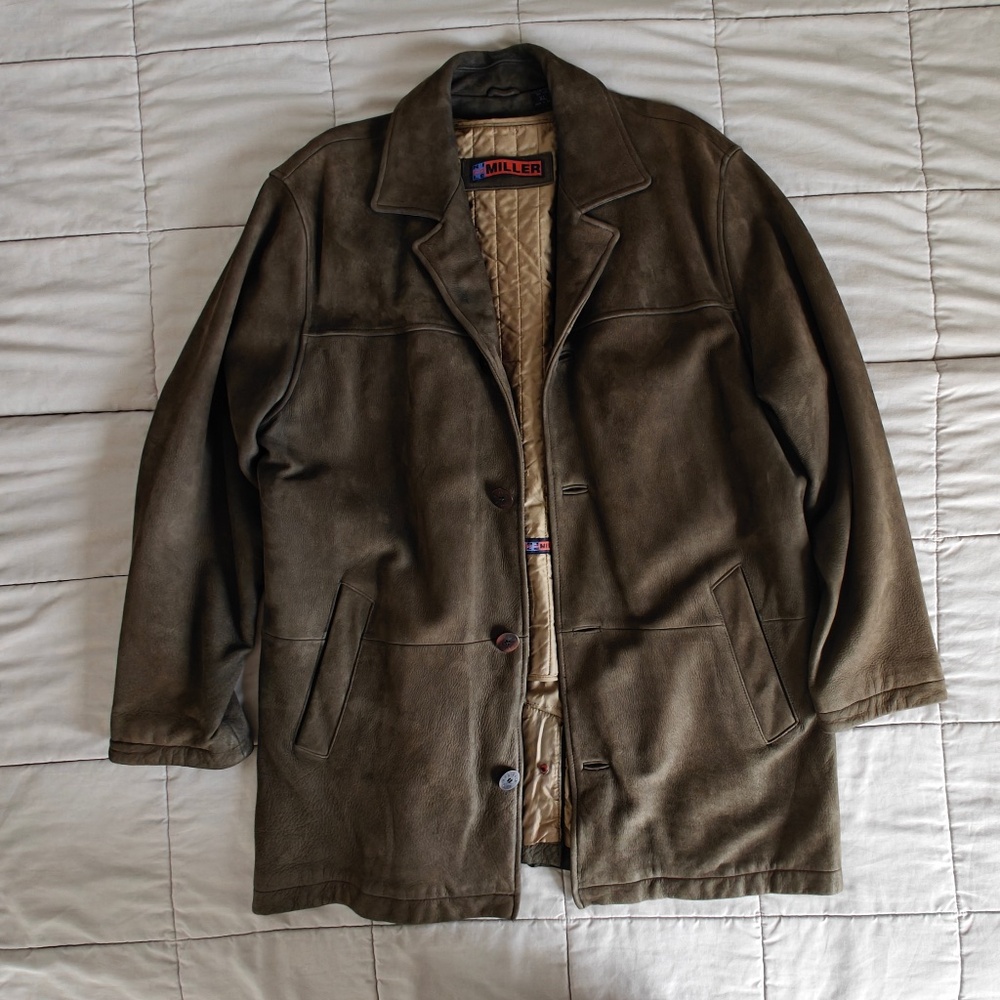 Vintage Nicole Miller Nubuck Leather Men's Jacket Coat Size XL